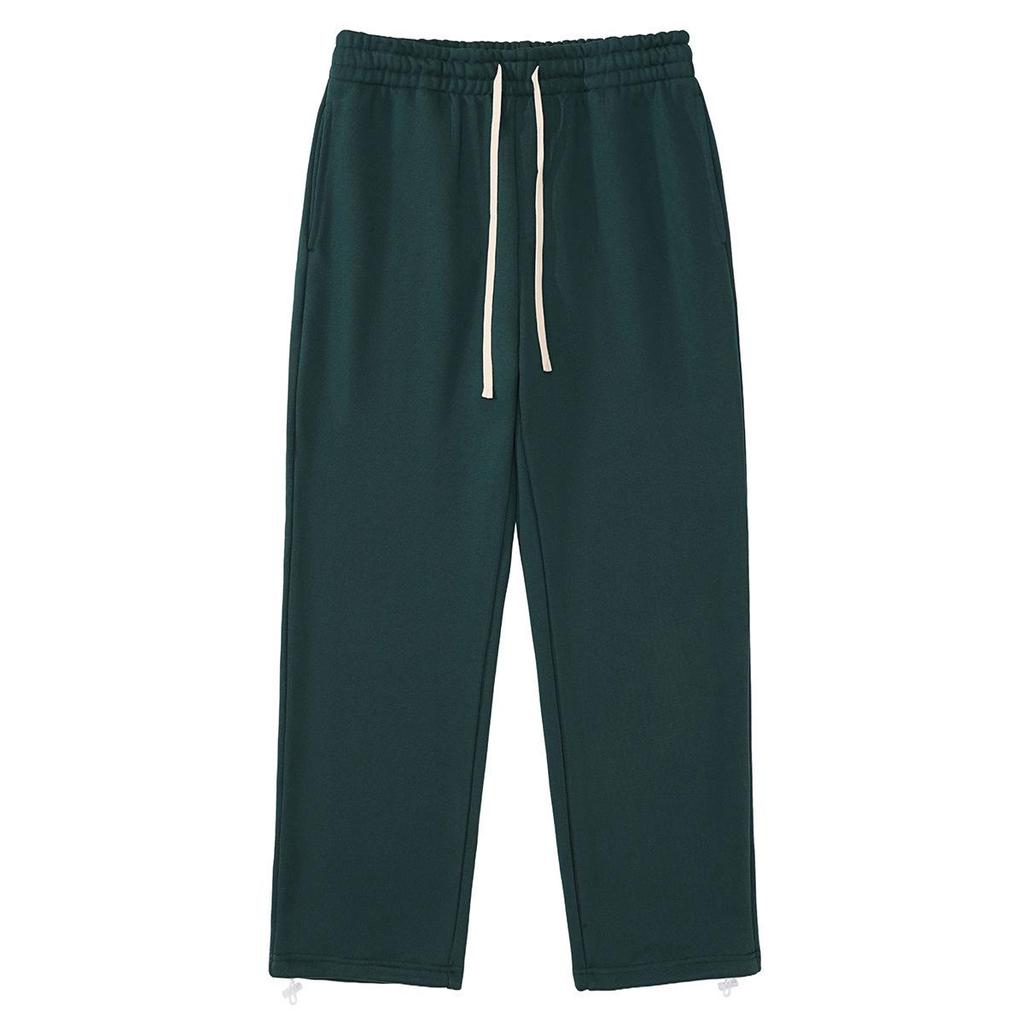 2025 Autumn/Winter Fleece-Lined Hooded Sweatshirt & Pants Set – Men's Trendy European/American Basic, Solid Color, 510g.