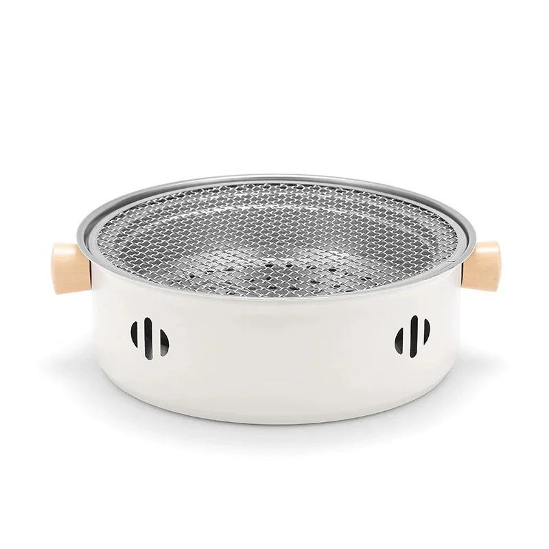 Outdoor Camping Barbecue Grill BBQ Stove Multifunction Home Charcoal BBQ Grill with Grill Round Non-stick Barbecue Stove