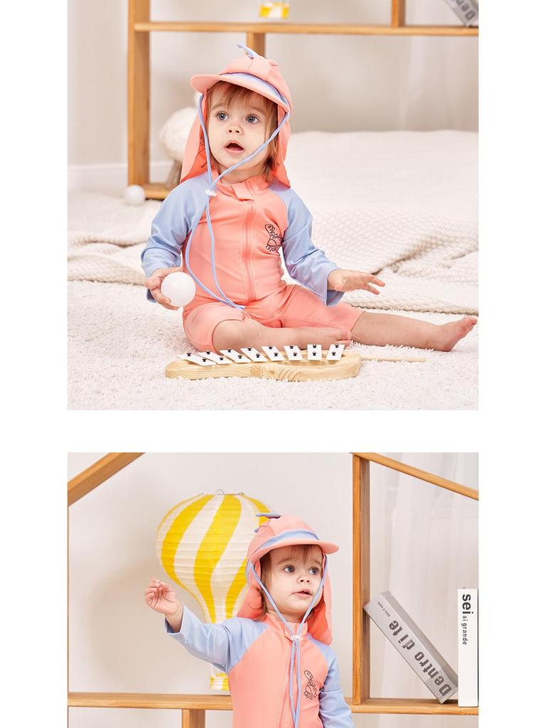 Kids' One-Piece Dinosaur Swimsuit with Sun Protection, Ages 0-7