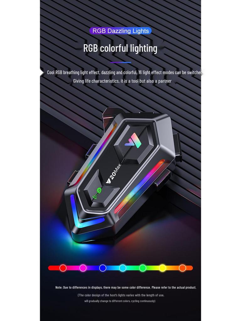 Y20MAX Motorcycle Helmet Bluetooth Intercom Headset with SOS Light