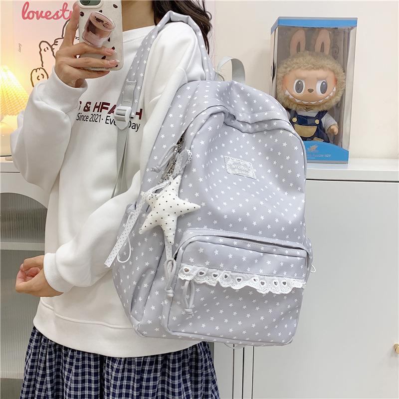 Zaino Scolastico Nuovo Stile College Pois Alto Valore Zaino per Studenti delle Medie Dolce Pizzo Morbido Stile Ragazza Zaino per Viaggi all'Aperto