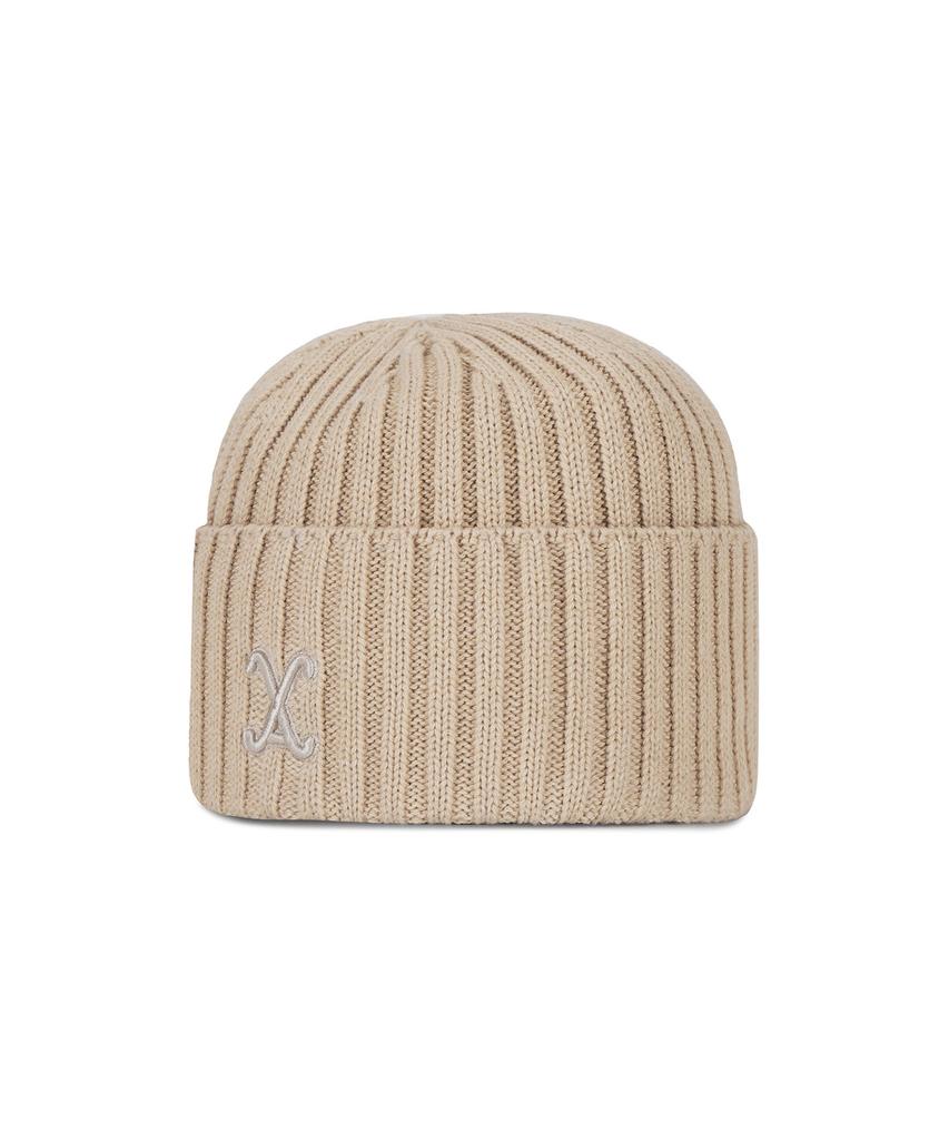 Bajal Va Curved Logo Washed Beanie Beige