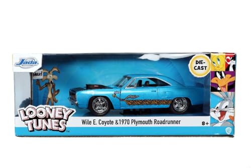 JADA TOYS 1/24 Scale Looney Tunes Plymouth Road Runner 1970 Blue with Coyote Figure (Looney Tunes Wile E. Coyote Road Runner 32038) [Parallel Import]