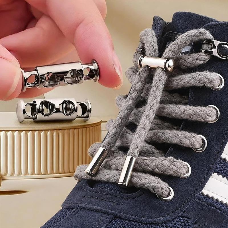 10 Stück Metall Doppelloch Kopf Federverschluss Kordelstopper Elastische Verstellung Schnürsenkelverschlüsse Festziehende Befestigungselemente Verschlüsse Nähwerkzeuge