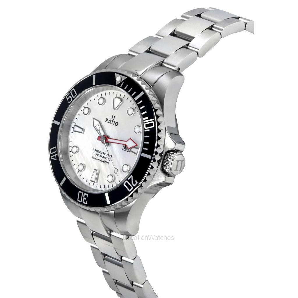 Ratio FreeDiver Sapphire Stainless Steel White Mother Of Pearl Dial Automatic RTFL841 200M Women's Watch