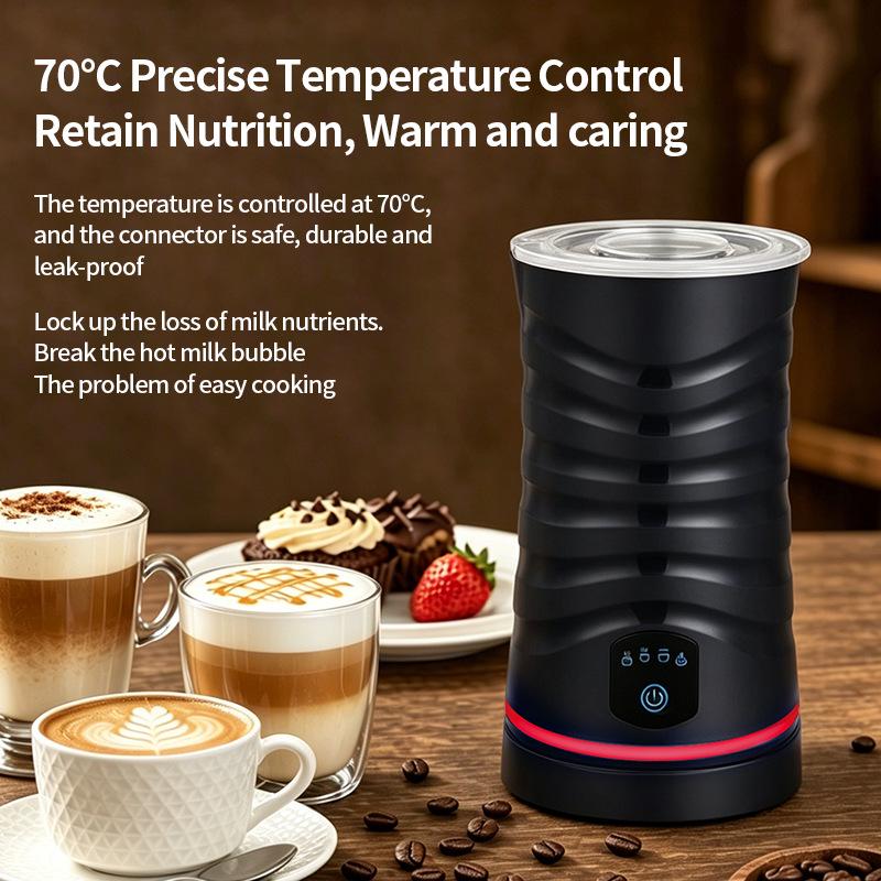 Magnetic Levitation Milk Frother with Temperature Display, 4-in-1 Hot/Cold Automatic Frother