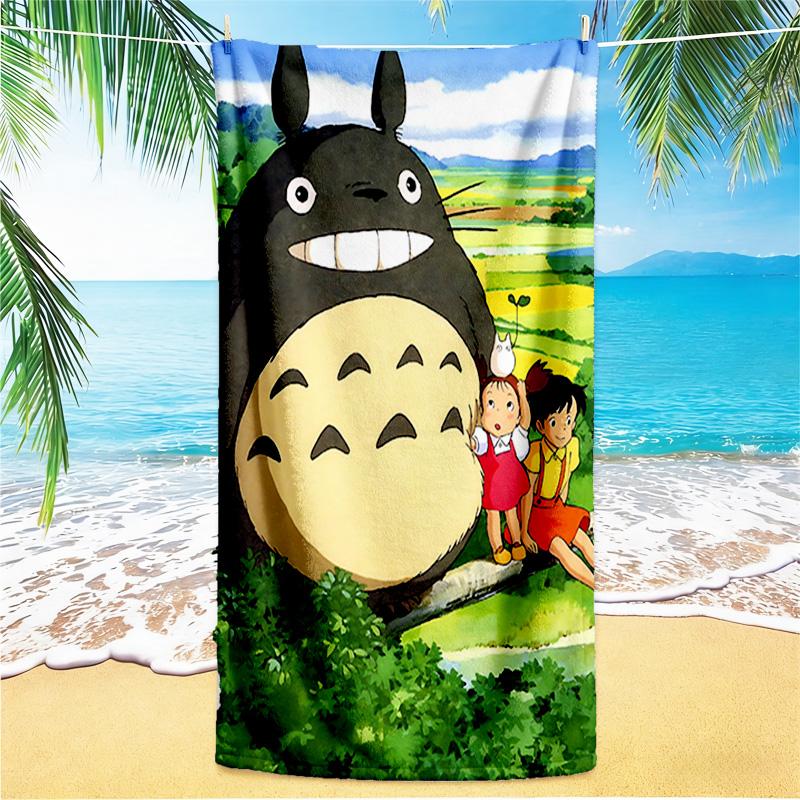 1pz Asciugamano da Spiaggia Avventura di Totoro Vicino, Asciugamano da Spiaggia Assorbente ad Asciugatura Rapida, Asciugamano da Spiaggia per Sport all'Aperto Nuoto, Morbido e Confortevole Y7186