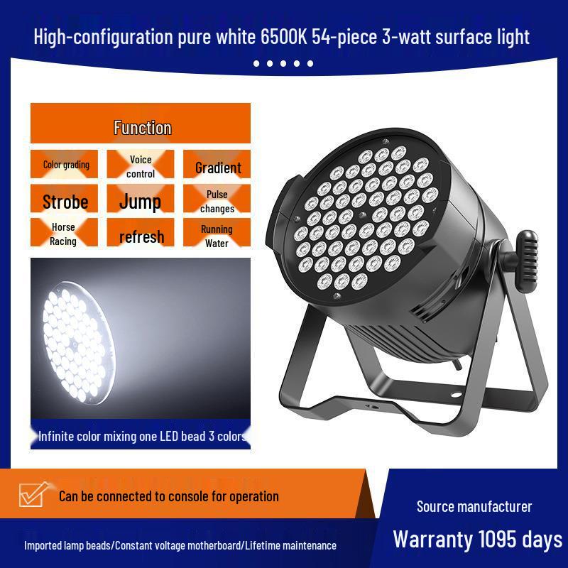 54-Piece 3W Full Color LED Stage Lights for Weddings and Events