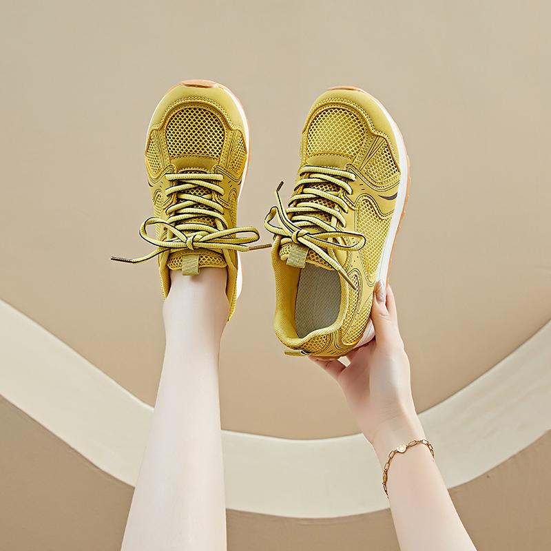 Fashion Women's Mesh Breathable Style Casual Shoes 2025 Spring Fashion Thick Soled Sports Shoes Comfortable Lightweight Sneakers