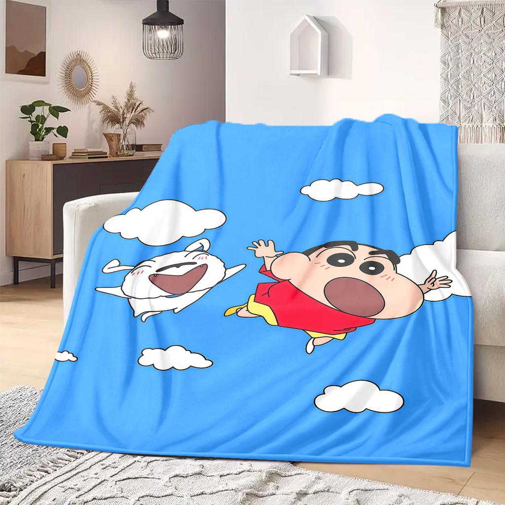 Shinchan Anime Print Blanket Warm Comfortable Flannel Blanket Suitable for Bedrooms, Sofas, Beds, Chairs, Picnics, Travel