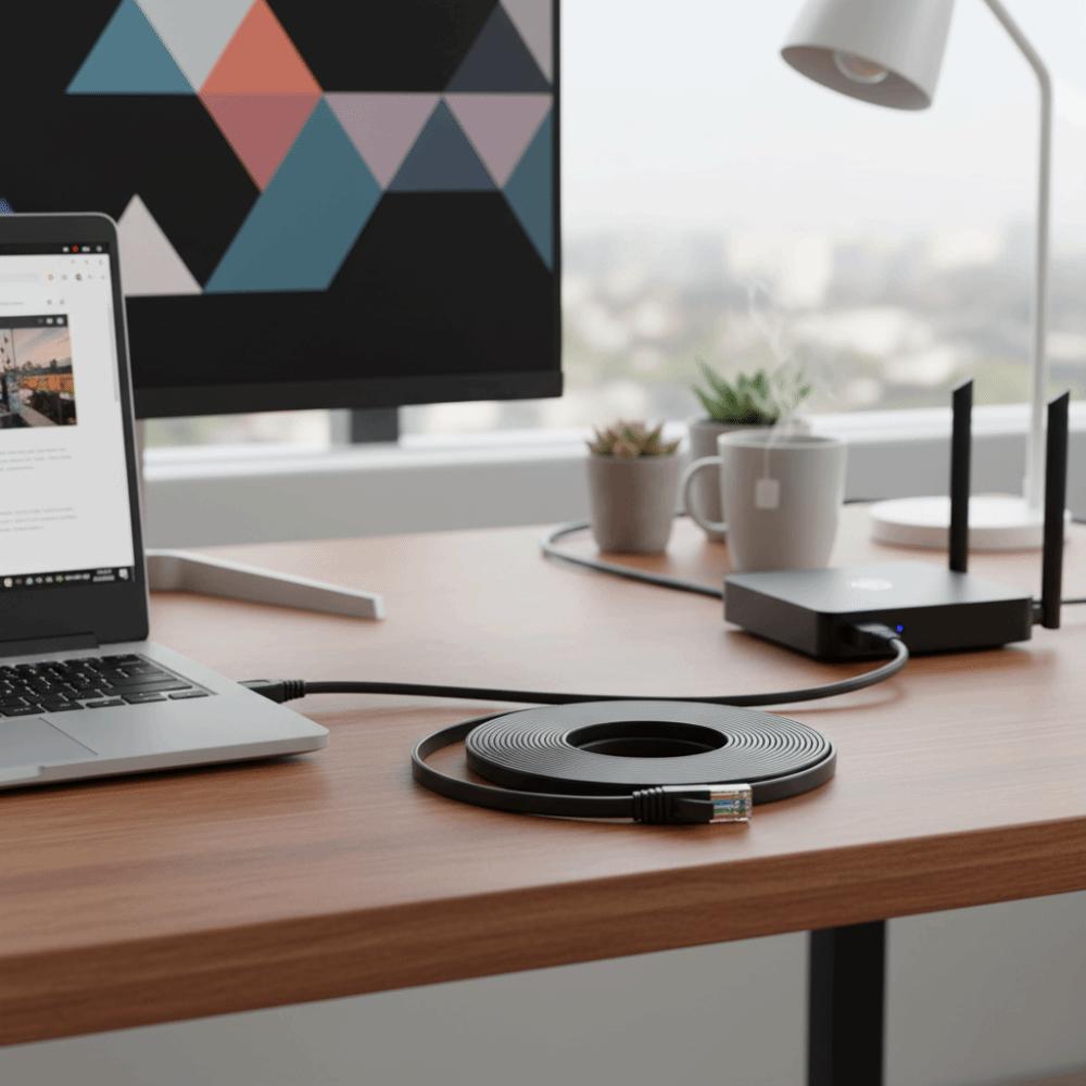 Flat Design Ethernet Patch Cable 1000Mbps Support LAN Network Cable RJ45 Cable PC Connection