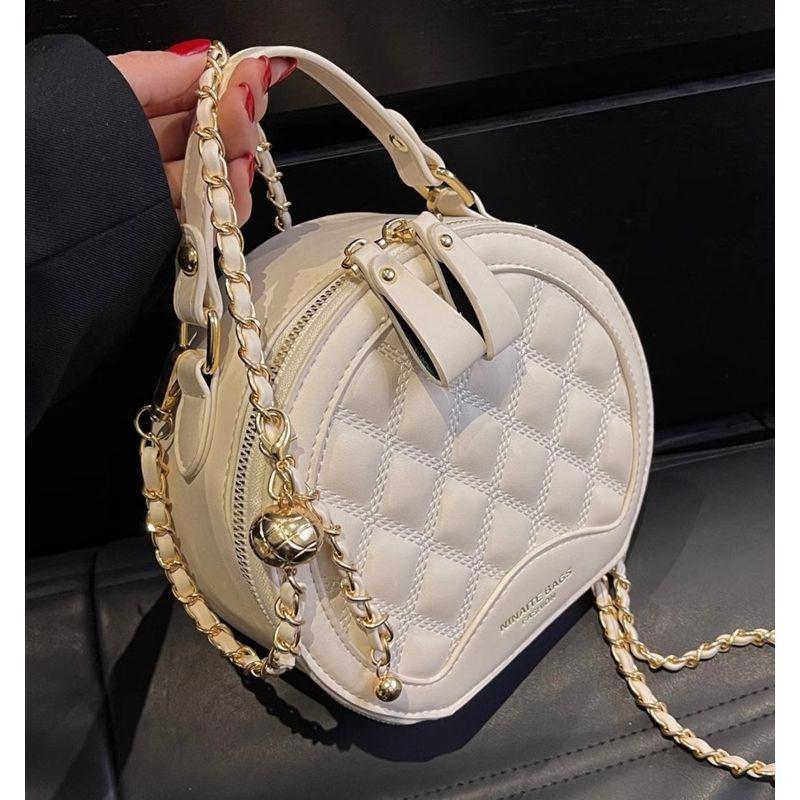 Premium texture small bag women's 2025 new fashion portable small round bag autumn and winter popular chain shoulder messenger bag