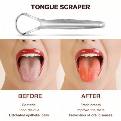 1pc Tongue Scraper, Stainless Steel Tongue Cleaner For Both Adults Professional Reduce Bad Breath Metal Tongue Scrapers, Help Your Oral Hygiene"