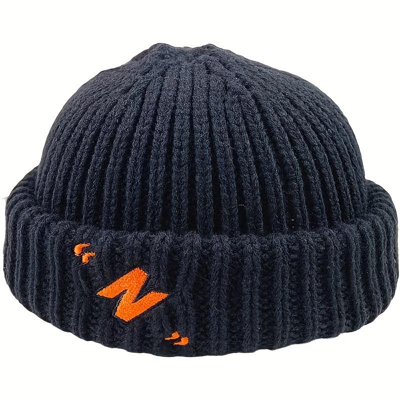 

New men s winter personality warm knitted hat embroidery pattern one size fits all чорний
