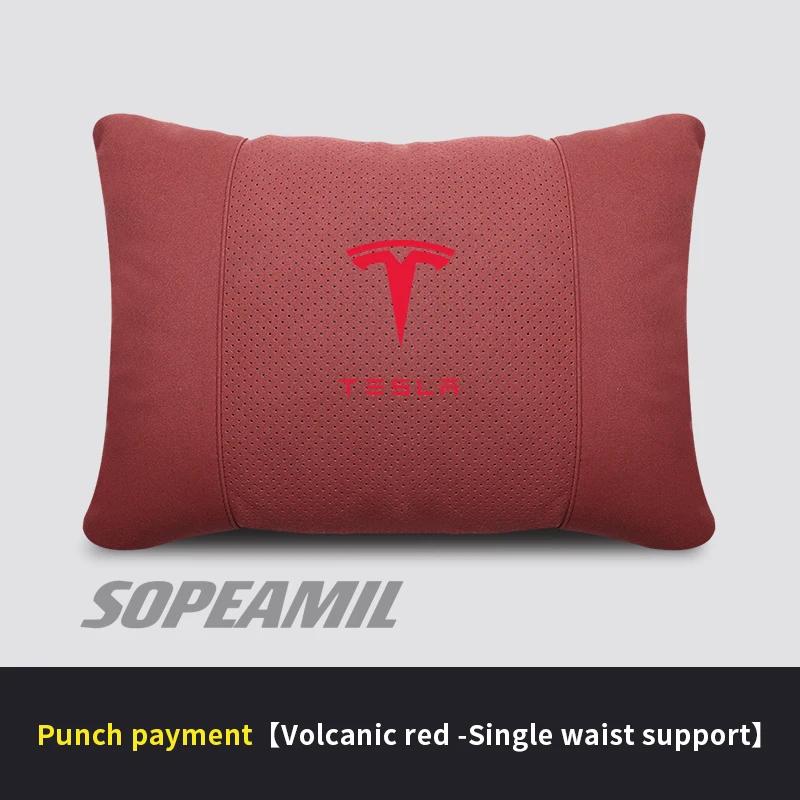 TDMC1 Car Ventilate Suede Headrest Neck Support Tesla Model 3 Model Y Model S Model X Cybertruck Roadsrer Seat Waist Cushion Pillow
