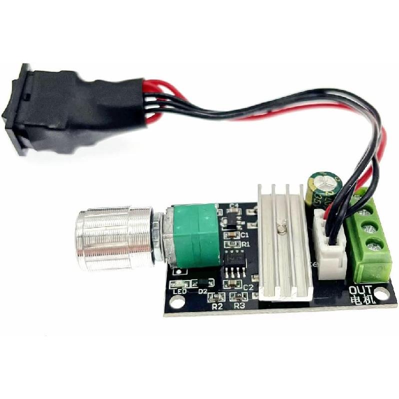 JZK PWM DC Motor Speed Controller Reversible with Switch, 3A 6V 24V 12V PWM Motor Controller with Speed-control Switch, 1203BB DC Voltage Regulator