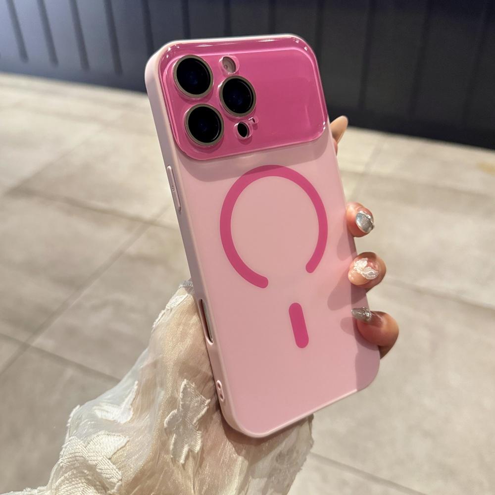 Large Window Crystal Camera Lens Case For For Iphone 17 Air 16 15 14 13 12 17 Pro Max Wireless Charge for Magsafe Candy Color Cover