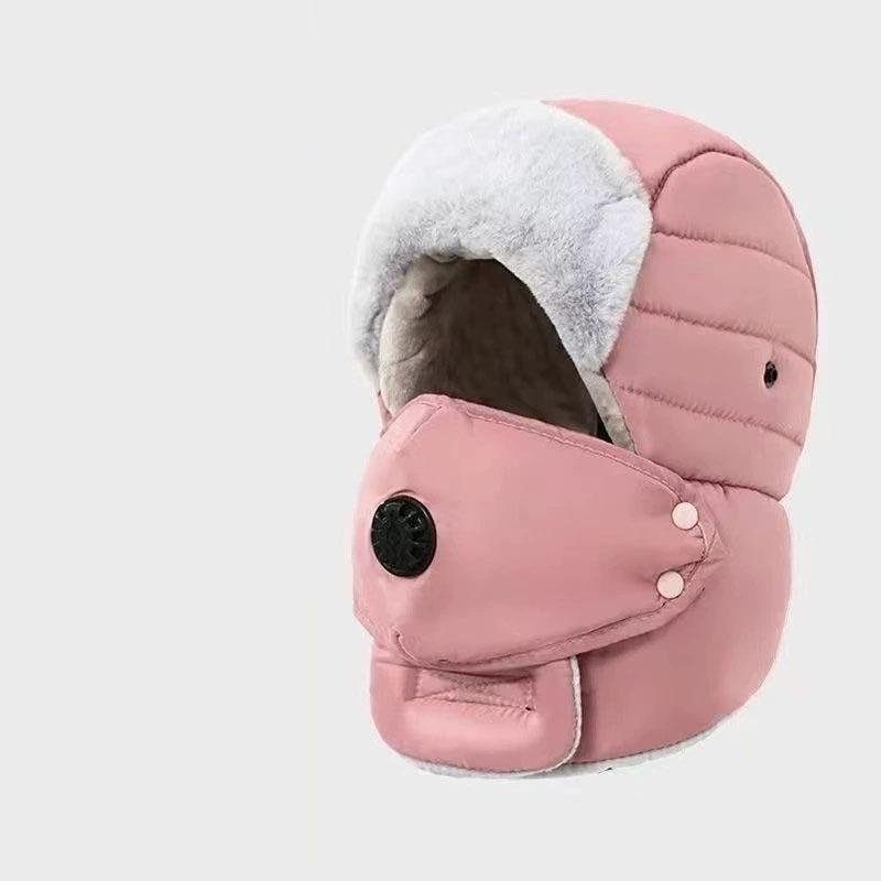 Winter Cycling Hat Thermal Thickened Cotton Multifunctional Ski Mask Men s Winter Warm Lined Lei Feng Hat Hat розовый