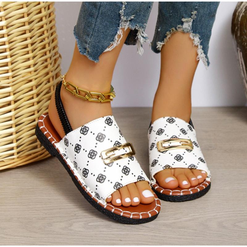 

Fashion Women Casual Beach Holiday Luxury Sandals 2025 Summer New Fashion Outdoor Flat Sandals Open Toe Sandals Women Shoes for Women 43 белый