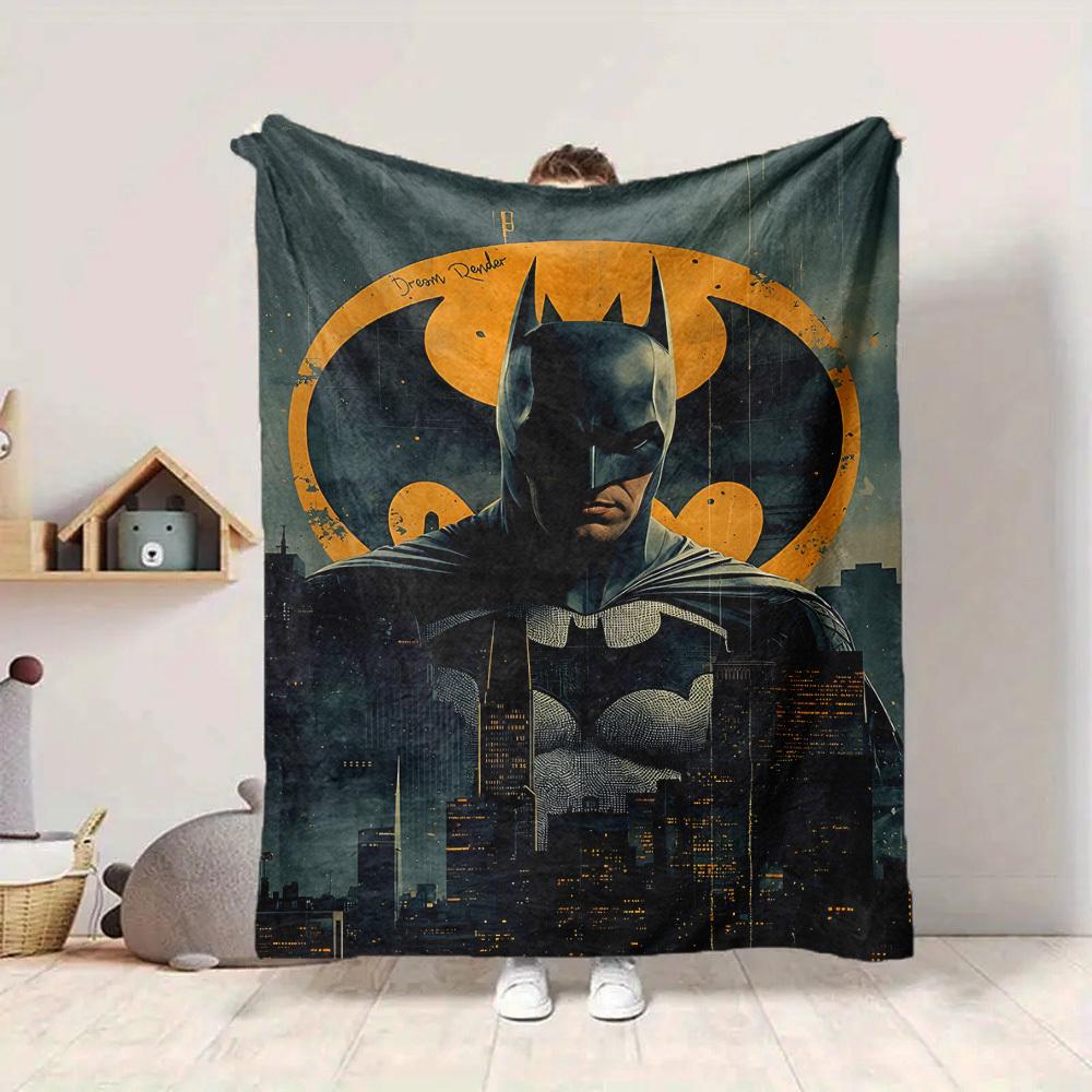 1pc Batman Cityscape Flannel Throw Blanket - HD Printed Lightweight Soft Warm All-Season Blanket for Sofa, Bed, Travel, Camping 073