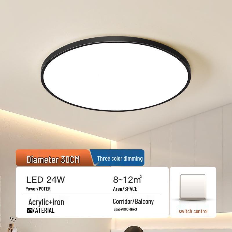 

Ультратонкий современный прямоугольный светодиодный потолочный светильник для гостиной и спальни Round 30cm: 24W White Light