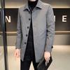 2025 European Men's Lapel Mid-Length Down Jacket - High-Quality Business Casual Warm Outerwear