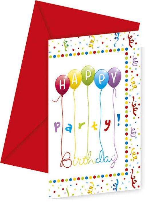 Zaproszenia Happy Birthday 6 Szt.