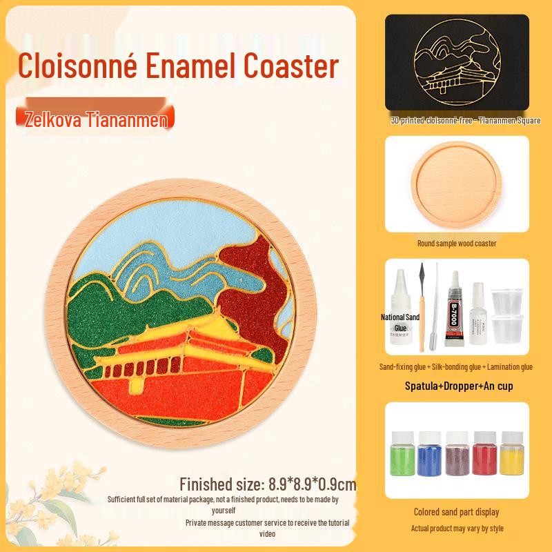 Cloisonné DIY Coaster Kit: Jingtailan No-Wire-Drawing, Chinese Style, Handmade Team Building Activity