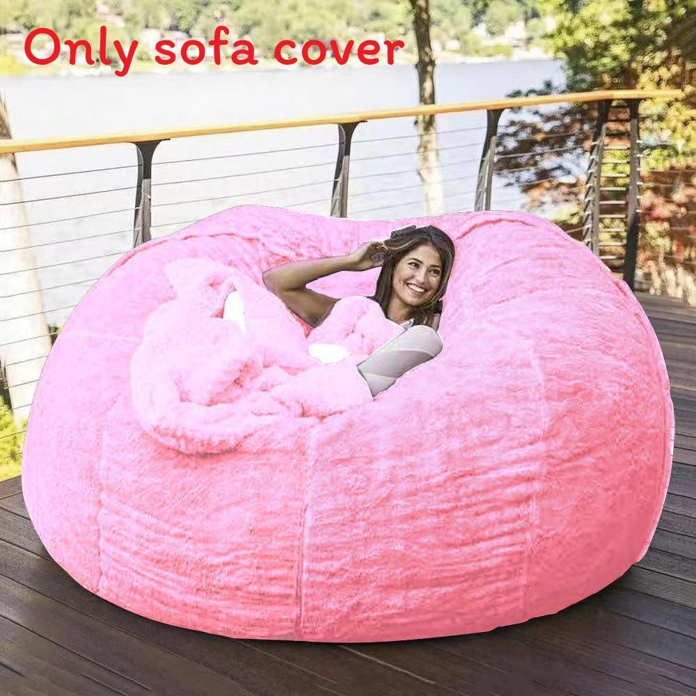 Color Large Solid Soft Plush Portable Living Room Lazy Sofa Cover Bean Bag Cover