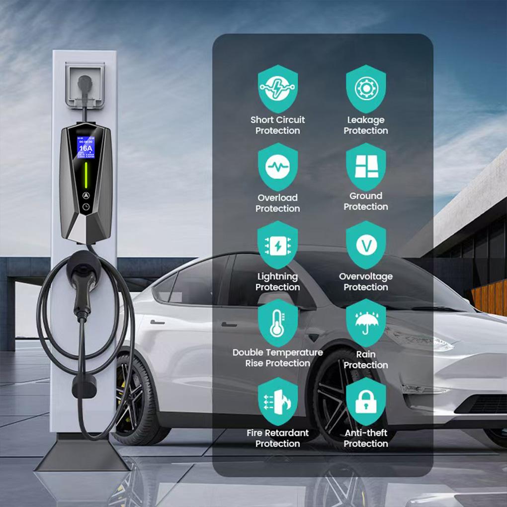EV Charger Cable Type 2 IEC 62196-2 To 3 Pin Plug 5M Ev Charger Type 2 Charging Cable 3 Pin With Indicators UK Plug