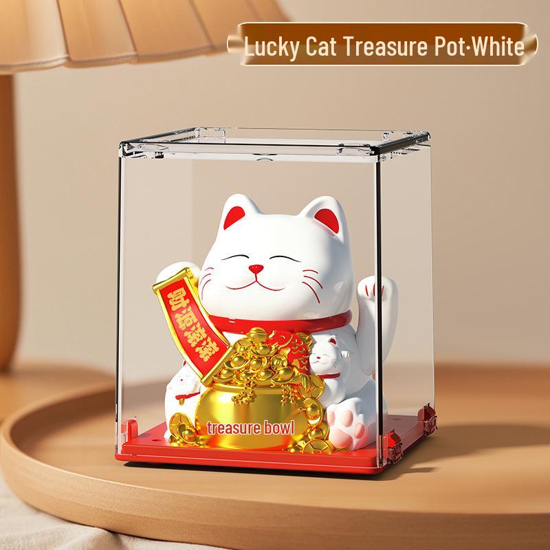 Solar Mini Waving Cat Model - Automatic Shaking Hand Ornament for Office, Desk, Car, or Gift