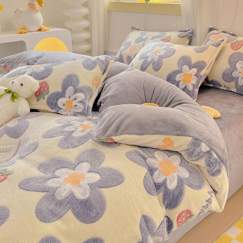 Rainbow Theme Plush Duvet Cover Fluffy Soft Boys Girls Luxury Queen Quilt Cover Winter Warm Letter Print Bedding No Pillowcase