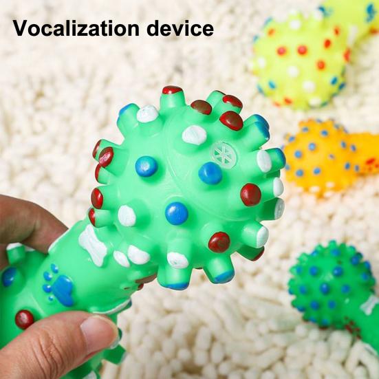 Haltère en Vinyle Jouet à Mâcher pour Chien Siffleur Résistant aux Morsures Jouet Interactif pour le Nettoyage des Dents des Animaux Soulagement de l'Ennui Forme d'Haltère Pointue Jouet pour Chiots
