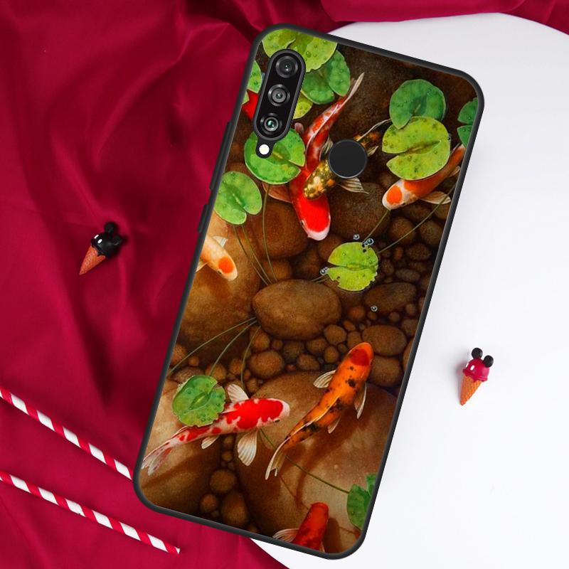 Koi Carp Fish Painting For Huawei Nova Y61 Y91 Y73 Y72 Y90 Y70 Y60 12s 12i 11i 8i 9 10 SE P60 P30 Pro P40 Lite Case