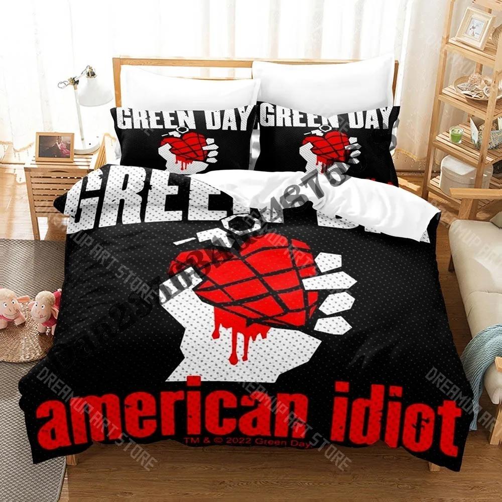 3D Print Green Day AMERICAN IDIOT Bedding Set Single Twin Full Queen King Size Bed Set Adult Bedroom Duvetcover Sets Anime