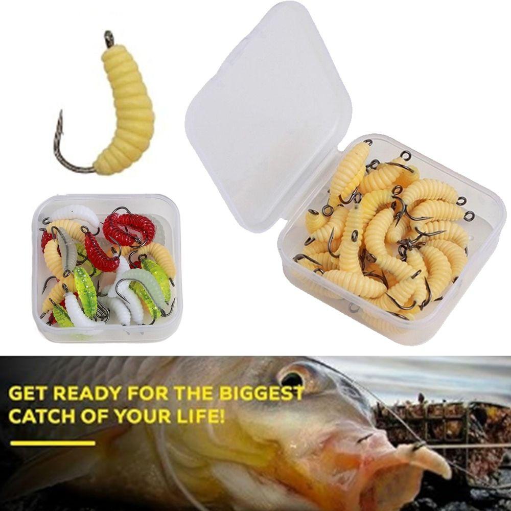 30Pcs/Box Soft Material Simulation Breadbug Lures Artificial Worms Freshwater Fishing