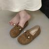 22 autumn new retro beaded lazy soft leather soft sole casual single shoes Boken shoes