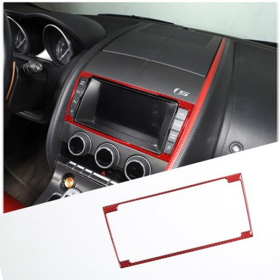 Red Carbon Fiber Navigation Panel Trim Sticker Fit For Jaguar F-TYPE 2013-