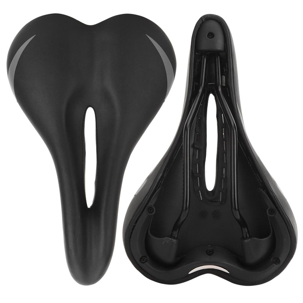 PU Leather Hollow Bicycle Saddle Folding Breathable Mountain Bike Cycling Seat CushionBlack