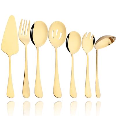 JANKNG Service Gold Geschirr Edelstahl Besteck Set Suppe Löffel Besteck Salat Gabel Kuchen Schaufel Set Küche Geschirr Set