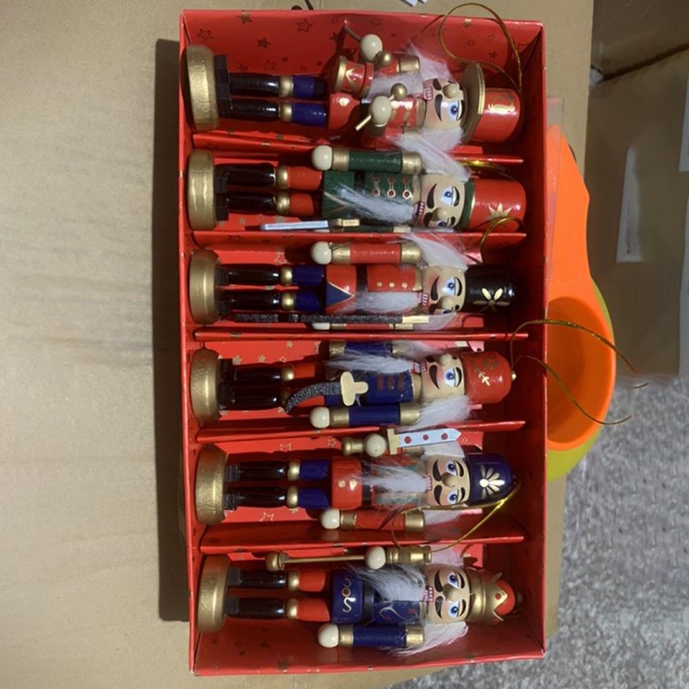 6 Stück Weihnachts-Nussknacker-Ornamente, Hölzerne Nussknacker, Hängende Dekorat