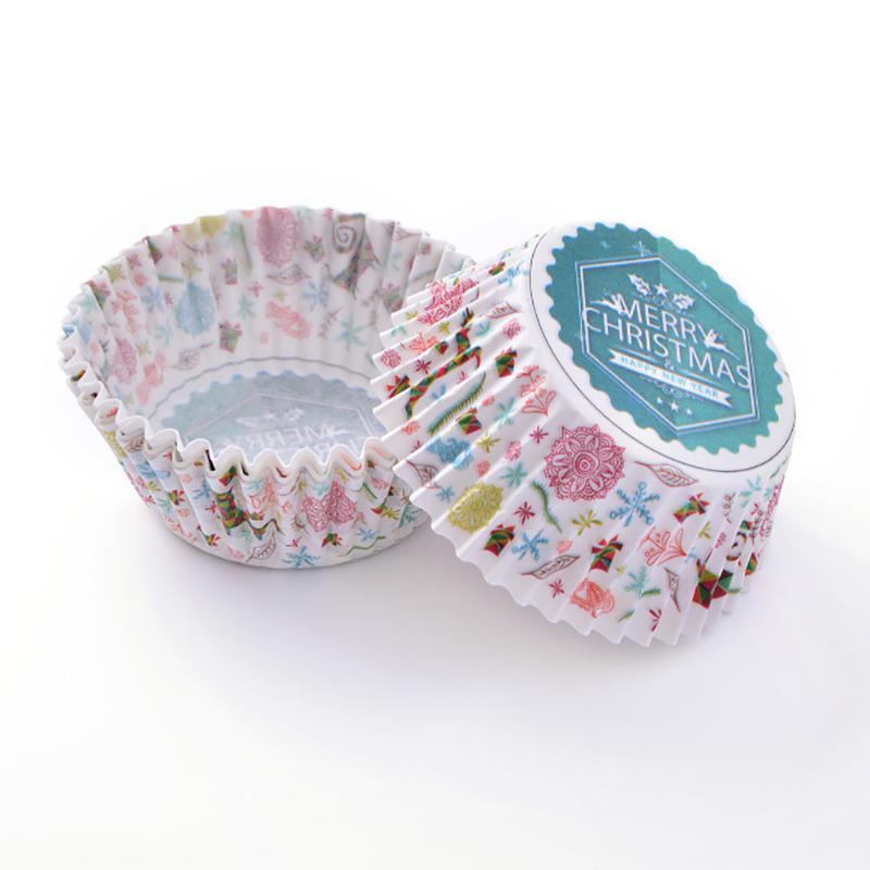 100Pcs/lot Merry Christmas Muffin Cupcake Paper Cups Cupcake Liner Baking Box X-mas Party Decorations Cake Trays Baking Tools