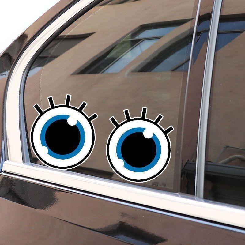 Car Sticker Creative Cartoon Round Eyes Covering Scratches Decorative Waterproof Battery Car Sticker
