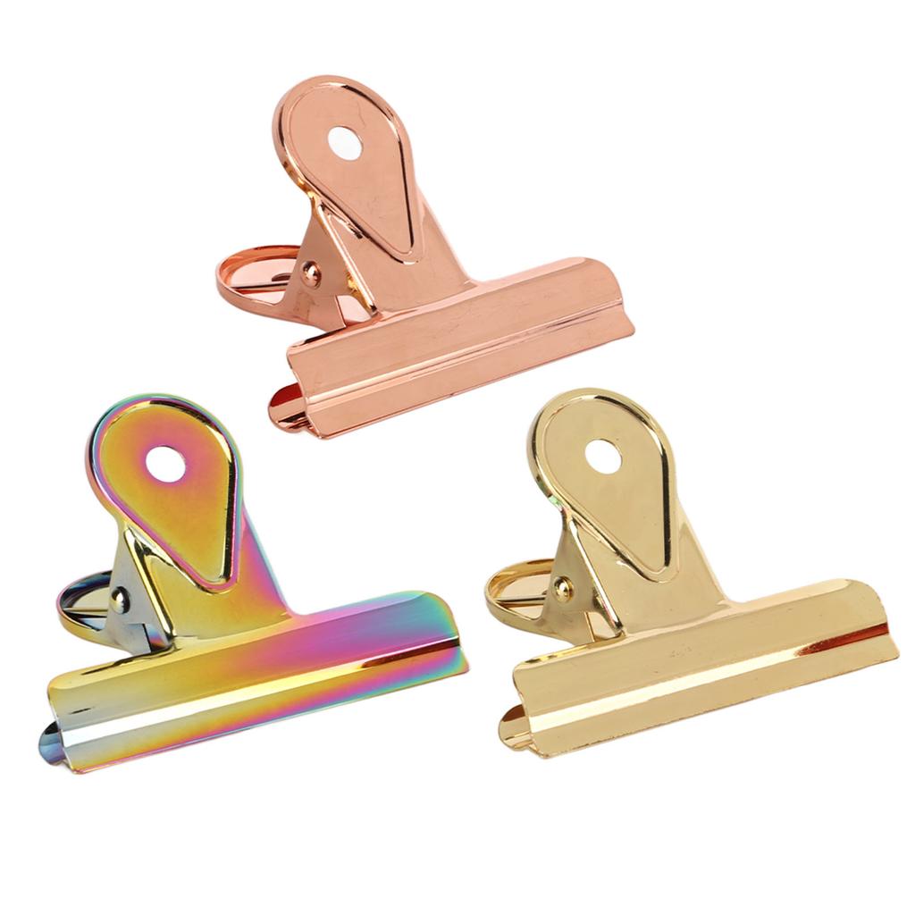 3Pcs Elliot Folders 65mm Assorted Colors File Paper Clips for Office Home School