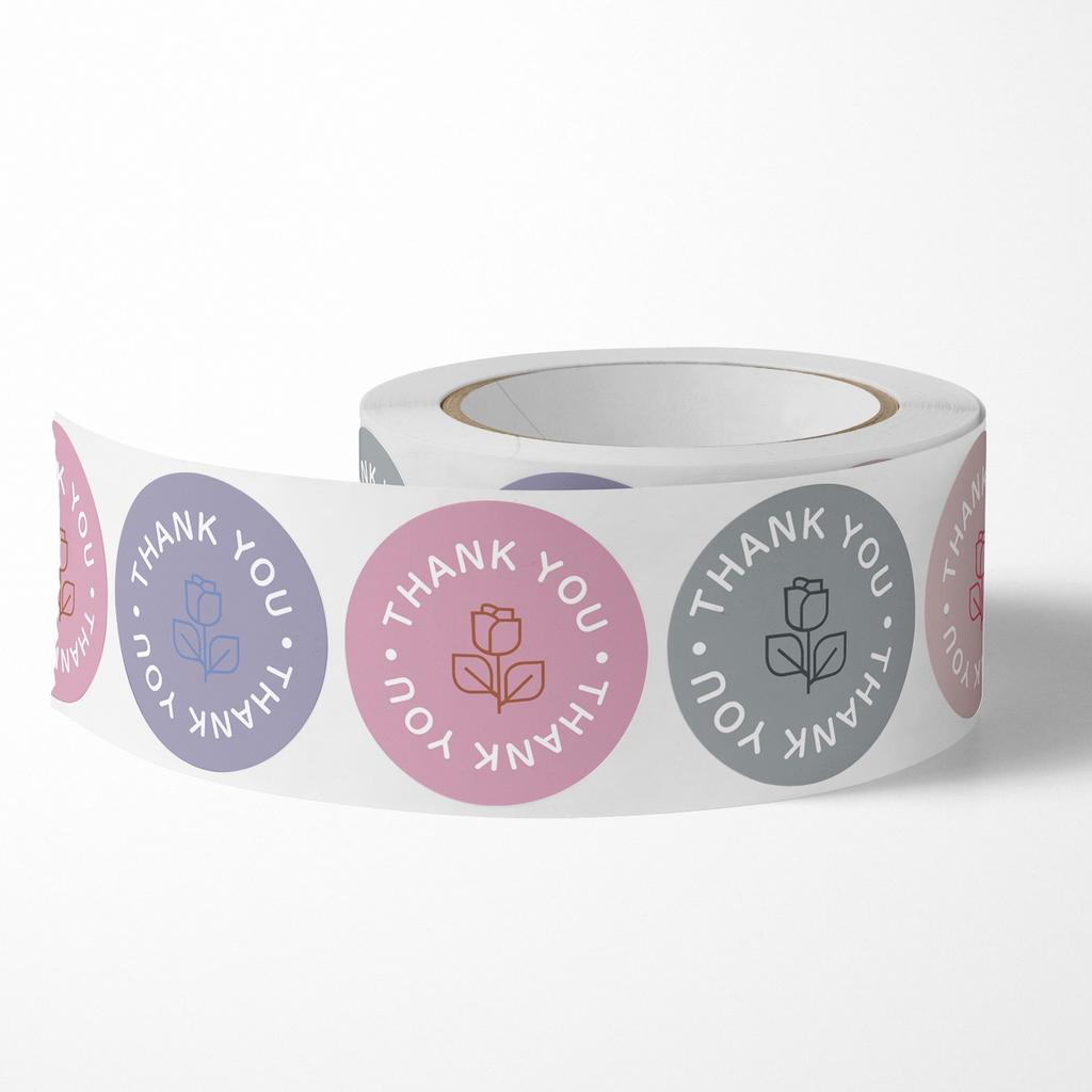 500pcs/roll Rose Sticker Thank You, Sticker Label Gift Gift Wrap Box Seal Sticker