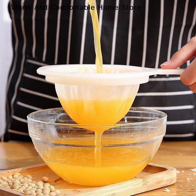 1Pcs Fine Mesh Food Strainer With Handle And Effective Residue Filtration For Homemade Soy Milk Juice Oat Milk Home Kitchen Use