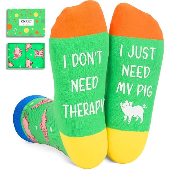 

Zmart Animal Themed Socks - Pig Horse Gifts, Cow Goat Socks for Women, Men Teen Boys Girls Needs Me Pig