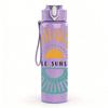 1PC Retro Sun Badge Art 750ml Color Plastic Sports Water Bottle Leakproof Flip Straw Lid Suitable for Sports Office Home Use