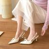Fashion 2025 Summer Women High Heel Sandals Sexy Strap Slim Sandals Bow Pointed Fashion Birthday Party Women sandals slingback femme