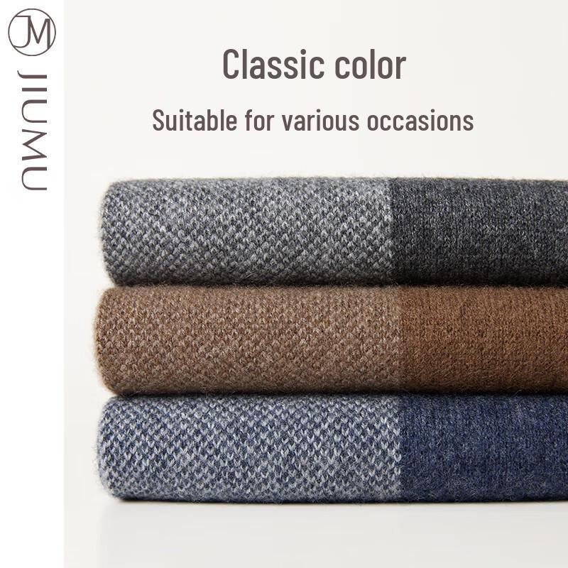 JIUMU Men's Plaid Wool Cashmere Scarf